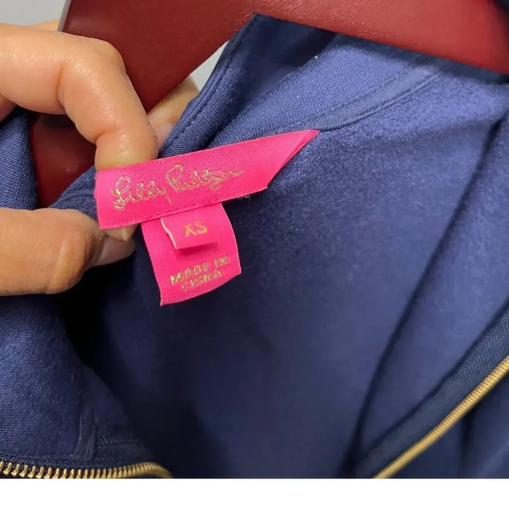 Lilly Pulitzer Navy Blue Azela Ruffle Fleece Jacket / Size-XSMALL